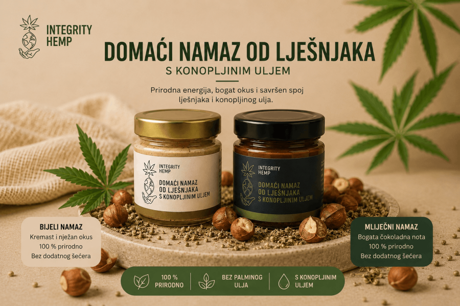 Mliječni namaz od lješnjaka s hladnim prešanim konopljinim uljem